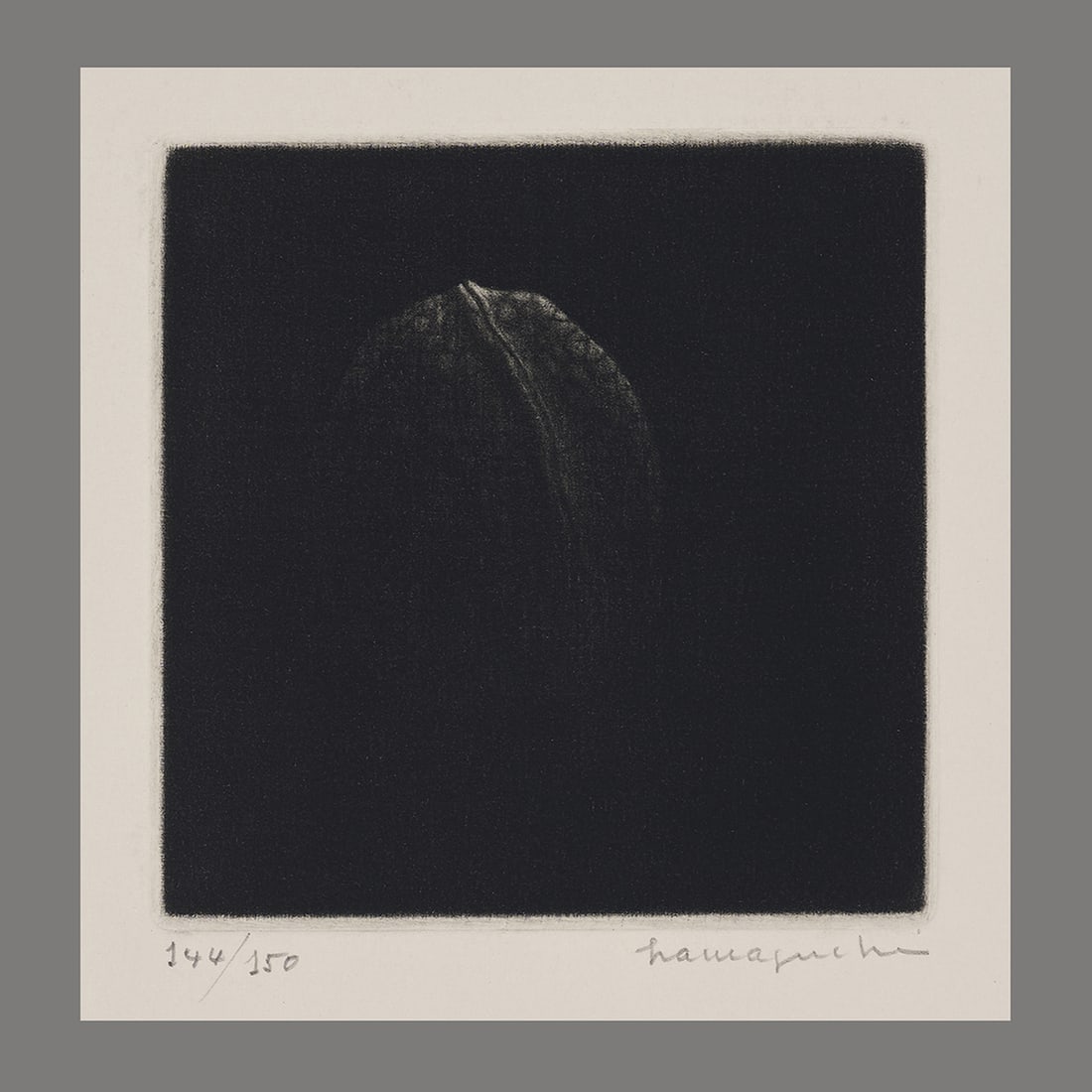 Yozo Hamaguchi Mezzotint - Walnut: Artist: Hamaguchi, Yozo, 1909-2000 Title: Walnut Edition: 144/150 Date: 1982 Medium: mezzotint Image Size: 3 3/8 x 3 3/8 inches Illustrated: Hamaguchi, p