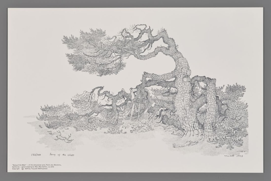 Tsuyoshi ""Mat"" Matsumoto Inkjet Print - Song of the West: Artist: Matsumoto, Tsuyoshi "Mat", 1908-1982 Title: Song of the West Edition: 123/200 Date: 1973 Medium: Inkjet print Image Size: 8 1/2 x 15 inches Notes: