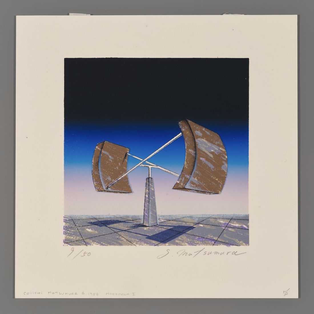Seiichi Matsumura Silkscreen - Monument I: Artist: Matsumura, Seiichi, b. 1958 Title: Monument I Edition: 9/50 Date: undated Medium: silkscreen Image Size: 7 x 6 7/8 inches Notes: Pencil signature High resolution images available on request