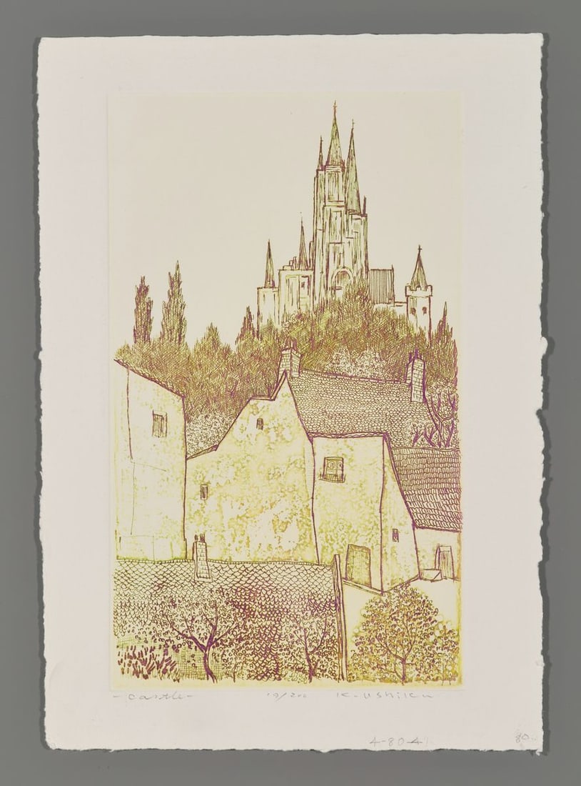 Kenji Ushiku Etching - Castle (1 of 2)