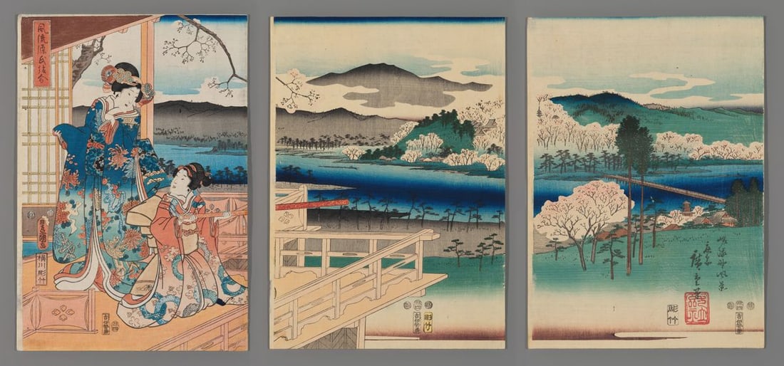 Collaboration Hiroshige and Toyokuni III Woodblock - View of Sagano (1 of 7)