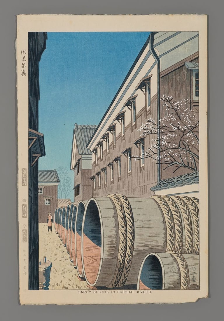 Takeji Asano Woodblock - Early Spring in Fushimi. Kyoto (1 of 2)