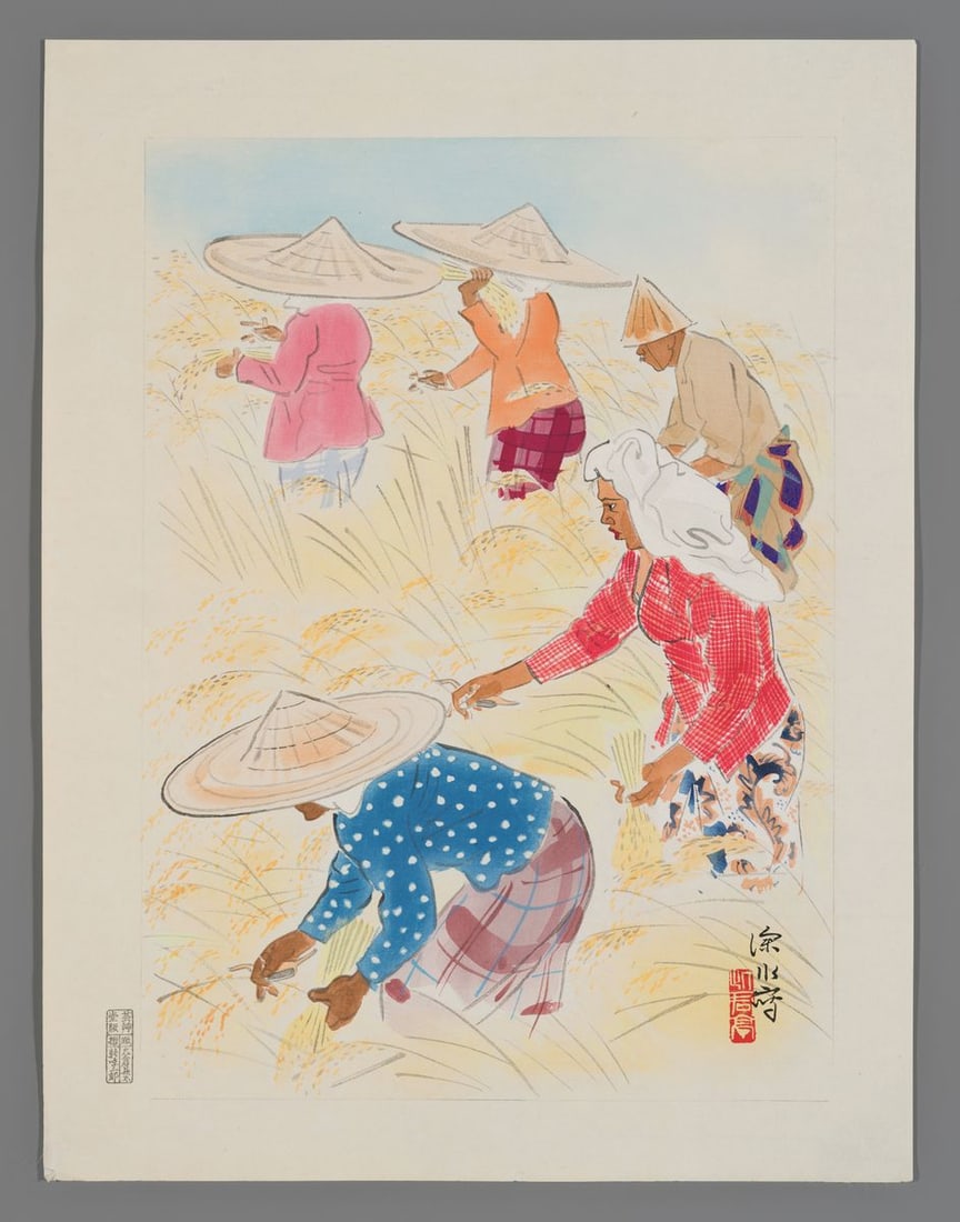 Ito Shinsui Woodblock - Rice Field in Vietnam (1 of 2)