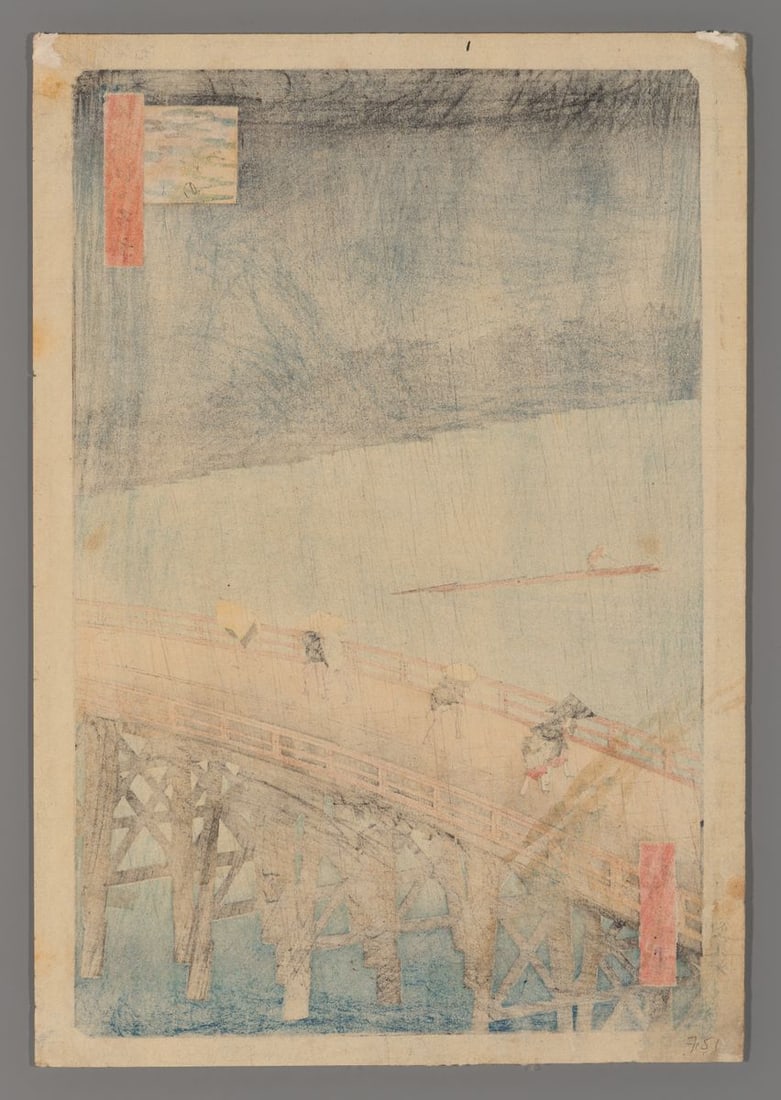 Ando Hiroshige Woodblock - Sudden Shower over Shin-Ohashi Bridge and Atake - 2
