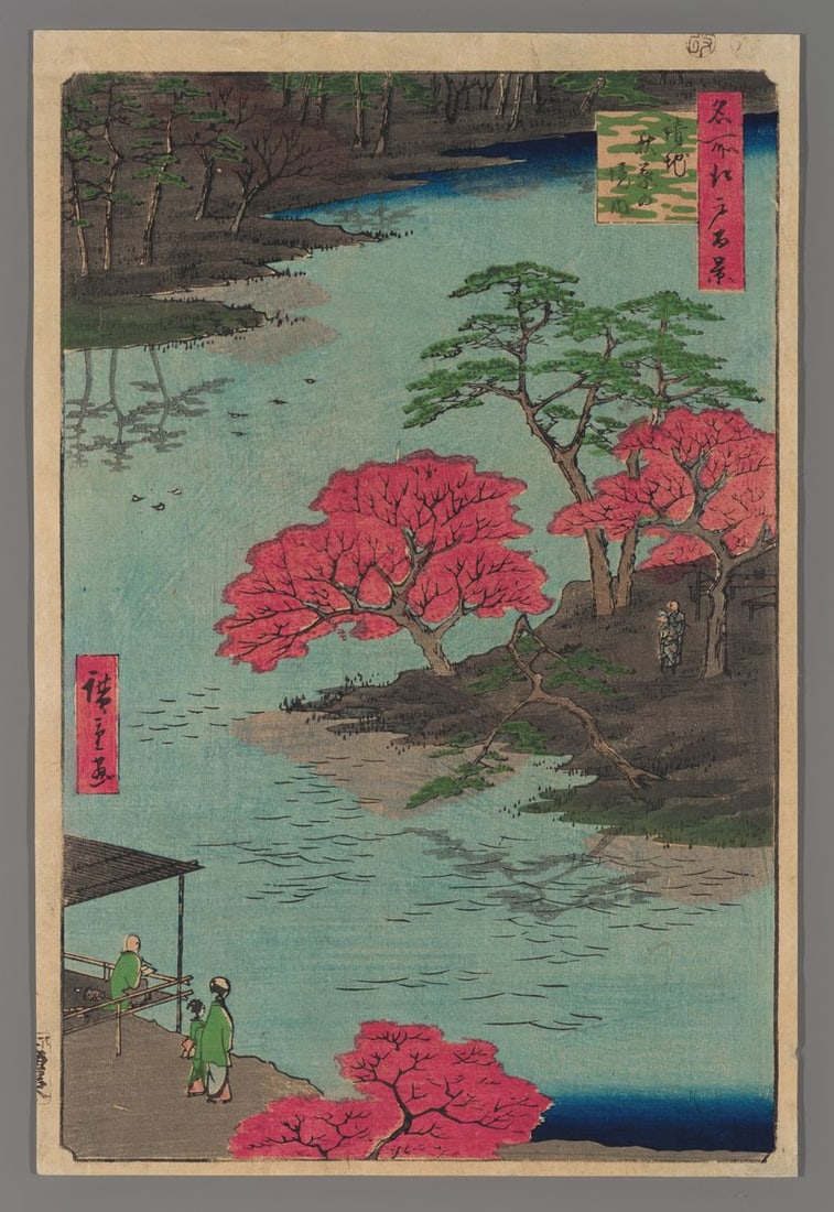 Ando Hiroshige Woodblock - Inside Akiba Shrine, Ukeji: Artist: Hiroshige, Ando, 1797-1858 Title: Inside Akiba Shrine, Ukeji Series: One Hundred Famous Views of Edo Date: 1857 Medium: woodblock Image Size: 13 1/4 x 8 3/4 inc
