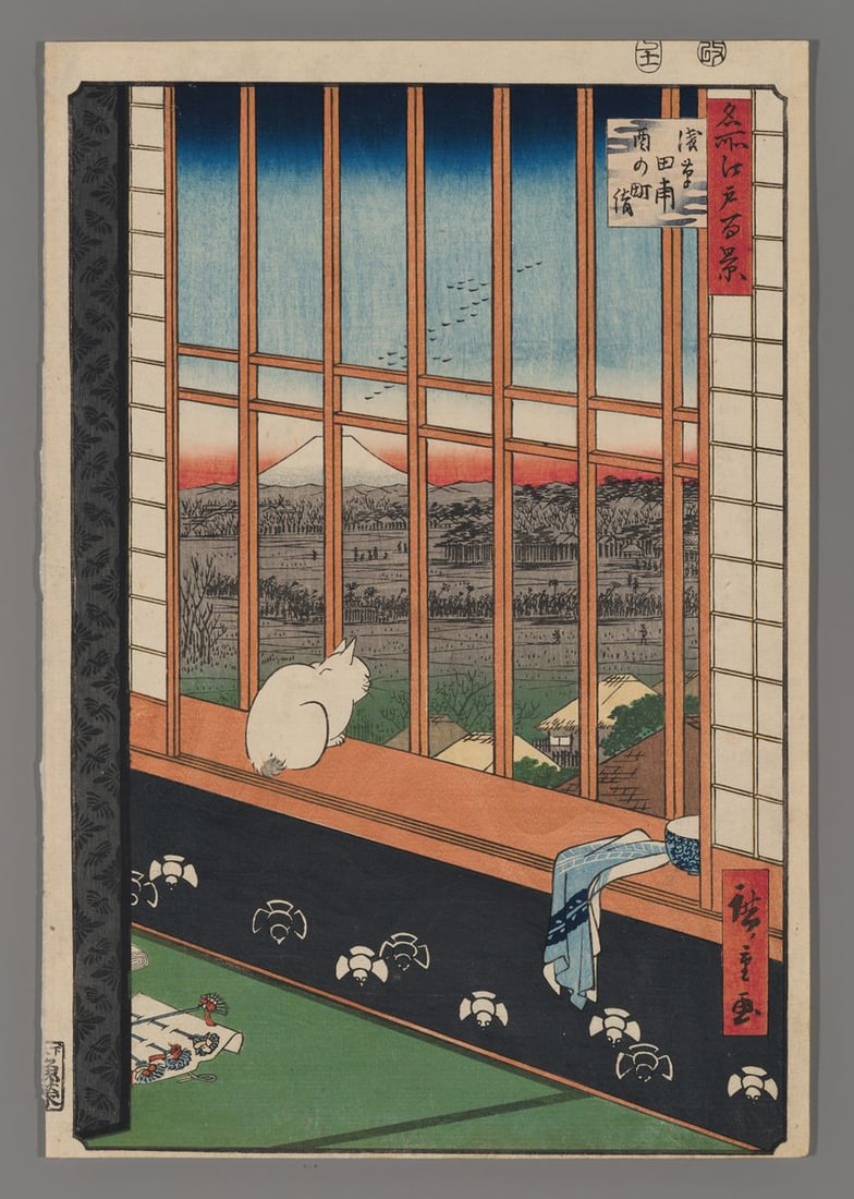 Ando Hiroshige Woodblock - Asakusa Ricefields and Torinomachi Festival: Artist: Hiroshige, Ando, 1797-1858 Title: Asakusa Ricefields and Torinomachi Festival Series: One Hundred Famous Views of Edo Date: 1857 Medium: woodblock Image Size: 1