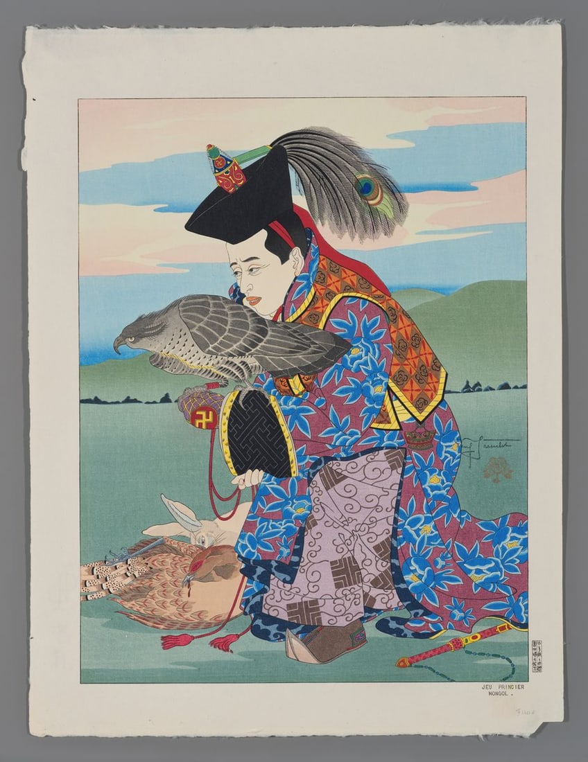 Paul Jacoulet Woodblock - Jeu Princier, Mongol: Artist: Jacoulet, Paul, 1902-1960 Title: Jeu Princier, Mongol Edition: Elaborated PJ Seal Date: 1956 Medium: woodblock Image Size: 15 1/2 x 11 7/8 inches Ill