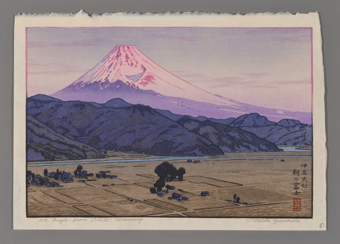 Toshi Yoshida Woodblock - Mt. Fuji from Ohito, Morning (1 of 2)