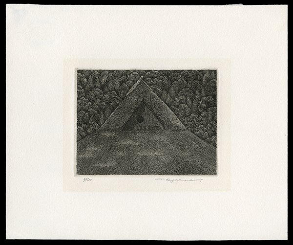 Ryohei Tanaka Etching And Aquatint: Title: Thatched Roof #9 Artist: Tanaka, Ryohei, b.1933Edition: 61/100Date: 1970M