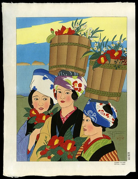 Paul Jacoulet Woodblock: Title: Fleurs D'Hiver. Oshima, Japon Artist: Jacoulet, Paul, 1902-1960 Edition: 36/350 Date: 1955