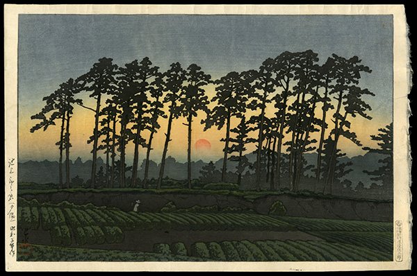 Kawase Hasui Woodblock: Title: Setting Sun, Ichinokura, Ikegami Artist: Hasui, Kawase, 1883-1957 Series: Twenty Views of Tokyo Date: <