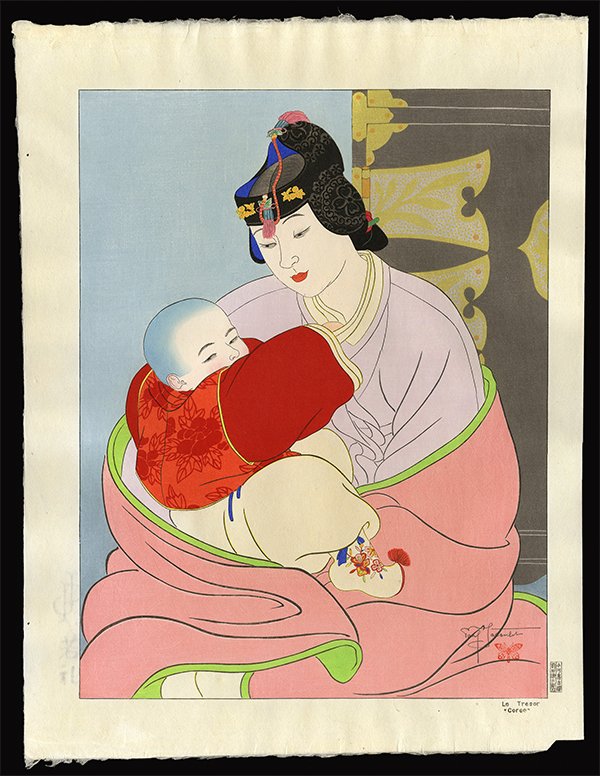 Paul Jacoulet - Woodblock: Artist: Jacoulet, Paul, 1902-1960 Title: Le Tresor. Coree Edition: 72/250 Date: 1940 <