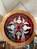 Copper wheel engraved red flassh glass pannel