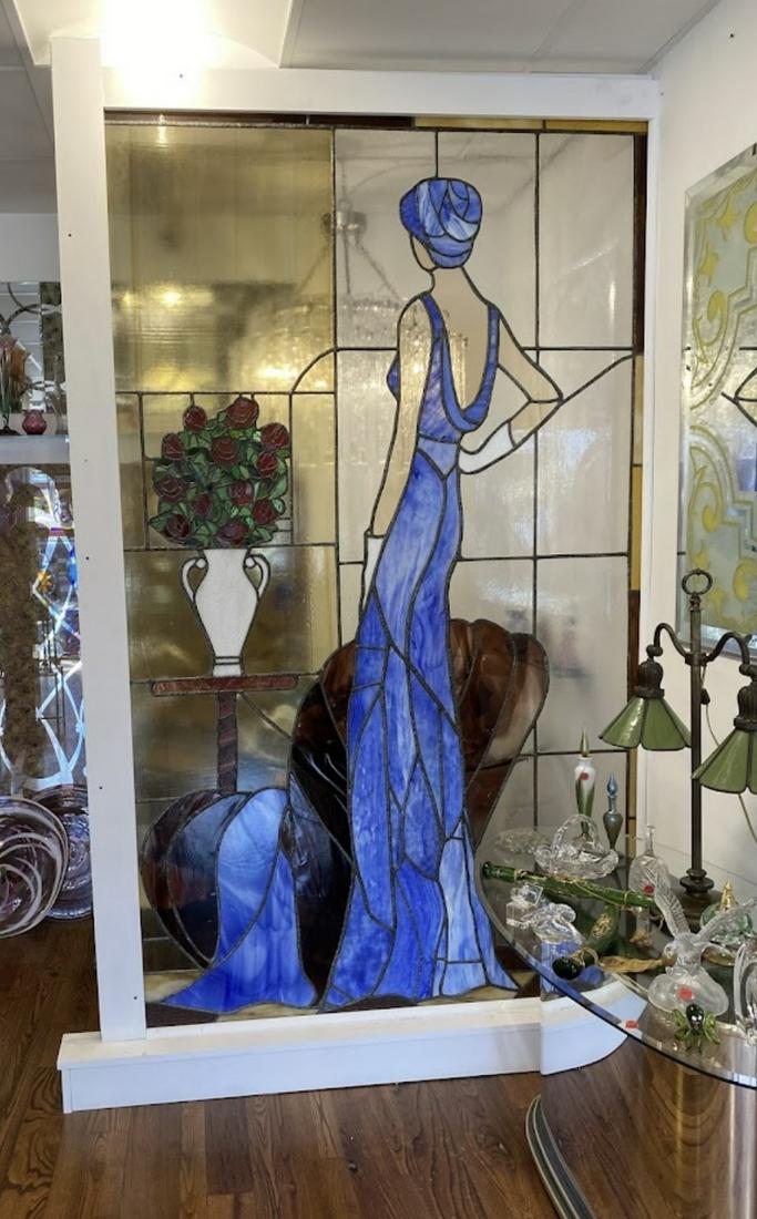 Large Art Deco Stained Glass Window (1 of 6)