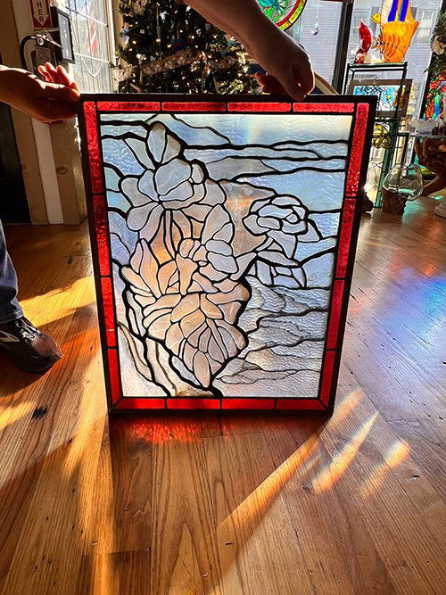 Vintage Experimental Stained, Carved, Fused, Plated Window (1 of 5)