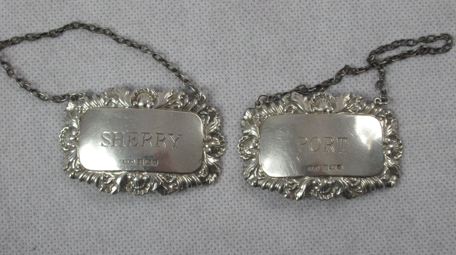 Pair Silver decanter Labels (1 of 2)