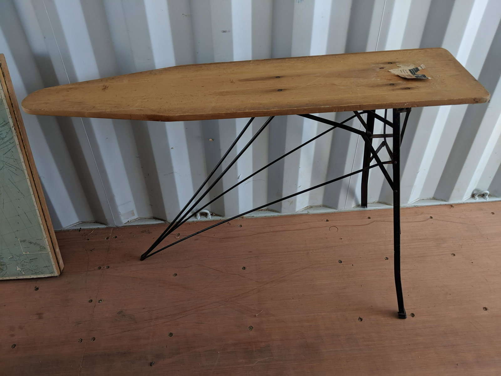Antique ironing board, wooden top: Antique ironing board, wooden top