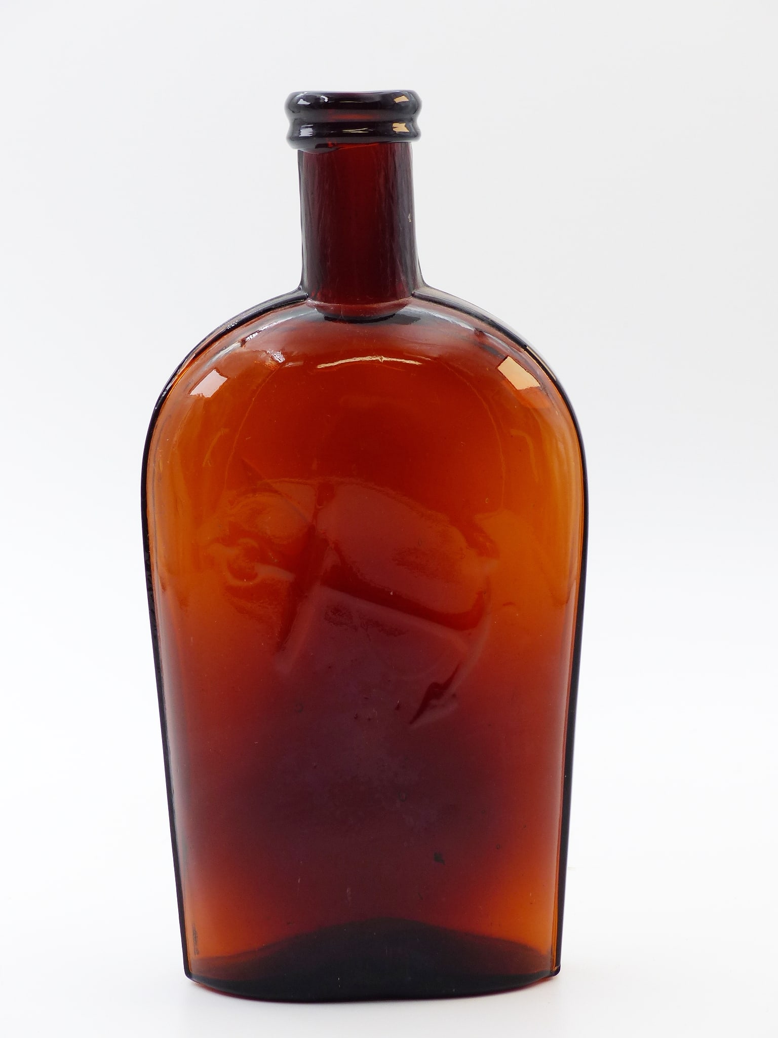 Anchor Flask: Anchor Flask -Amber ; Ca. 1880 ; Condition: Mint ; 8"H