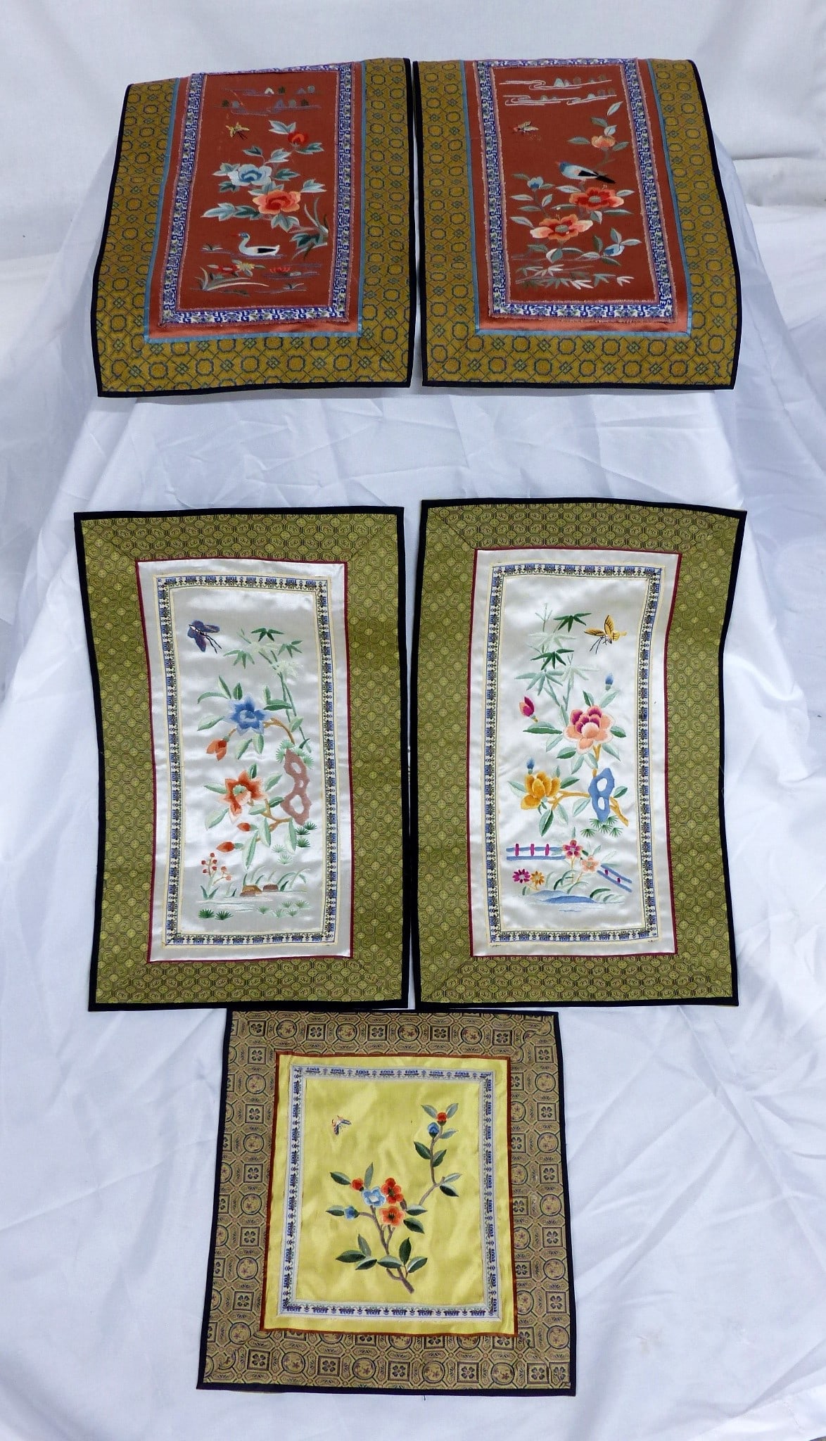 Chinese Silk Embroidered Tapestries (5): Chinese Silk Embroidered Tapestries (5) -Condition: Excellent ;