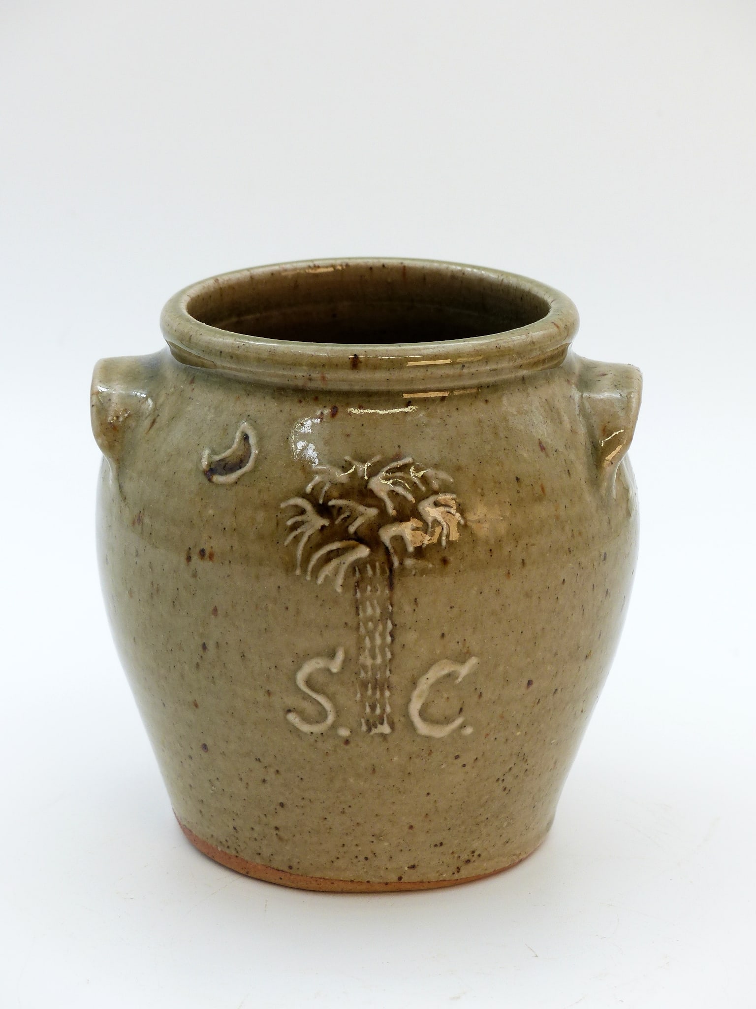 Edgefield Pottery Jar With "sc" Palmetto Tree & Crescent Moon Decoration (1 of 7)