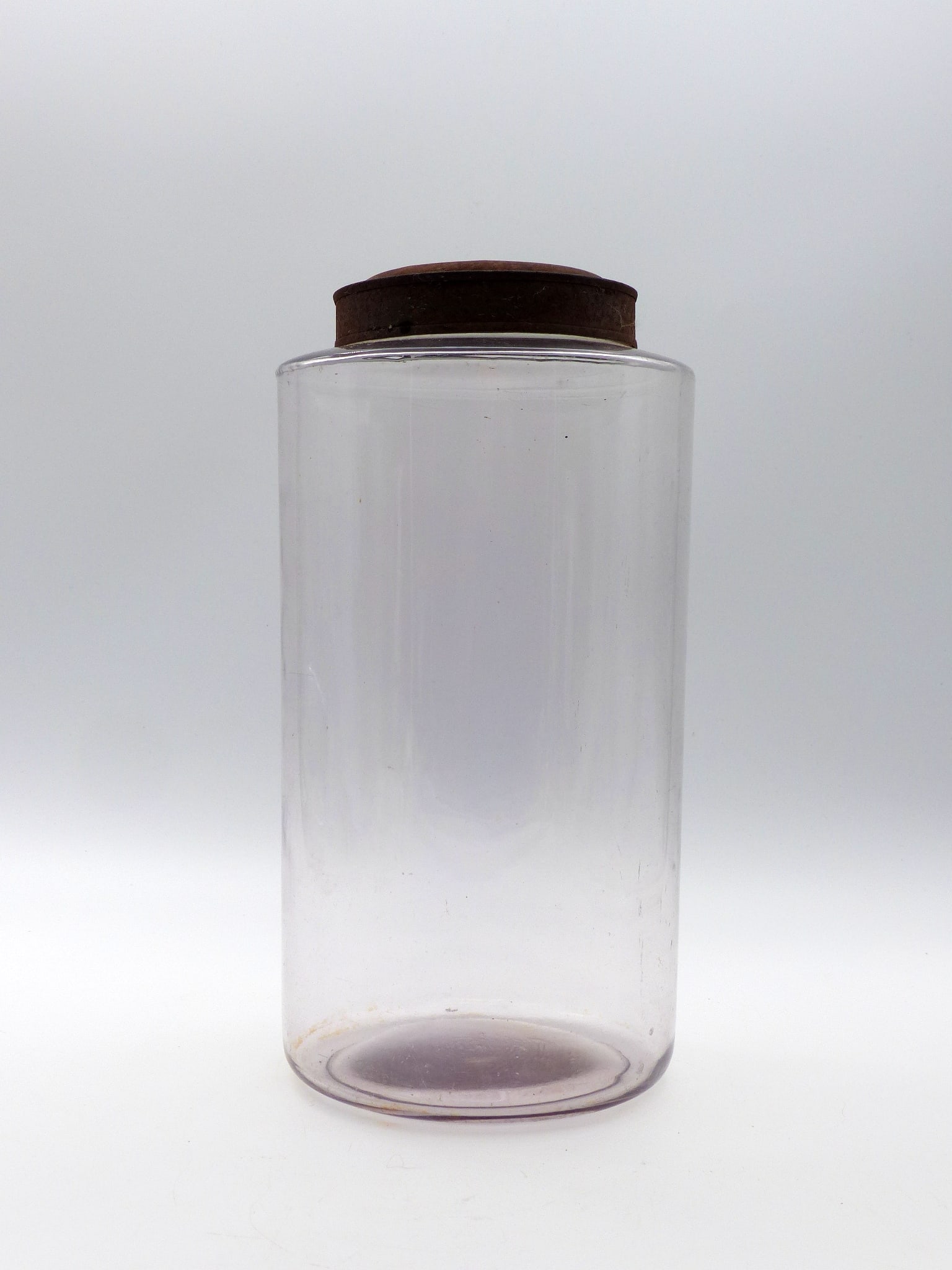 Glass Apothecary Jar W/lid: Glass Apothecary Jar w/Lid -Ca. 1880s ; Condition: Few chips on lip ; 11 1/4"H