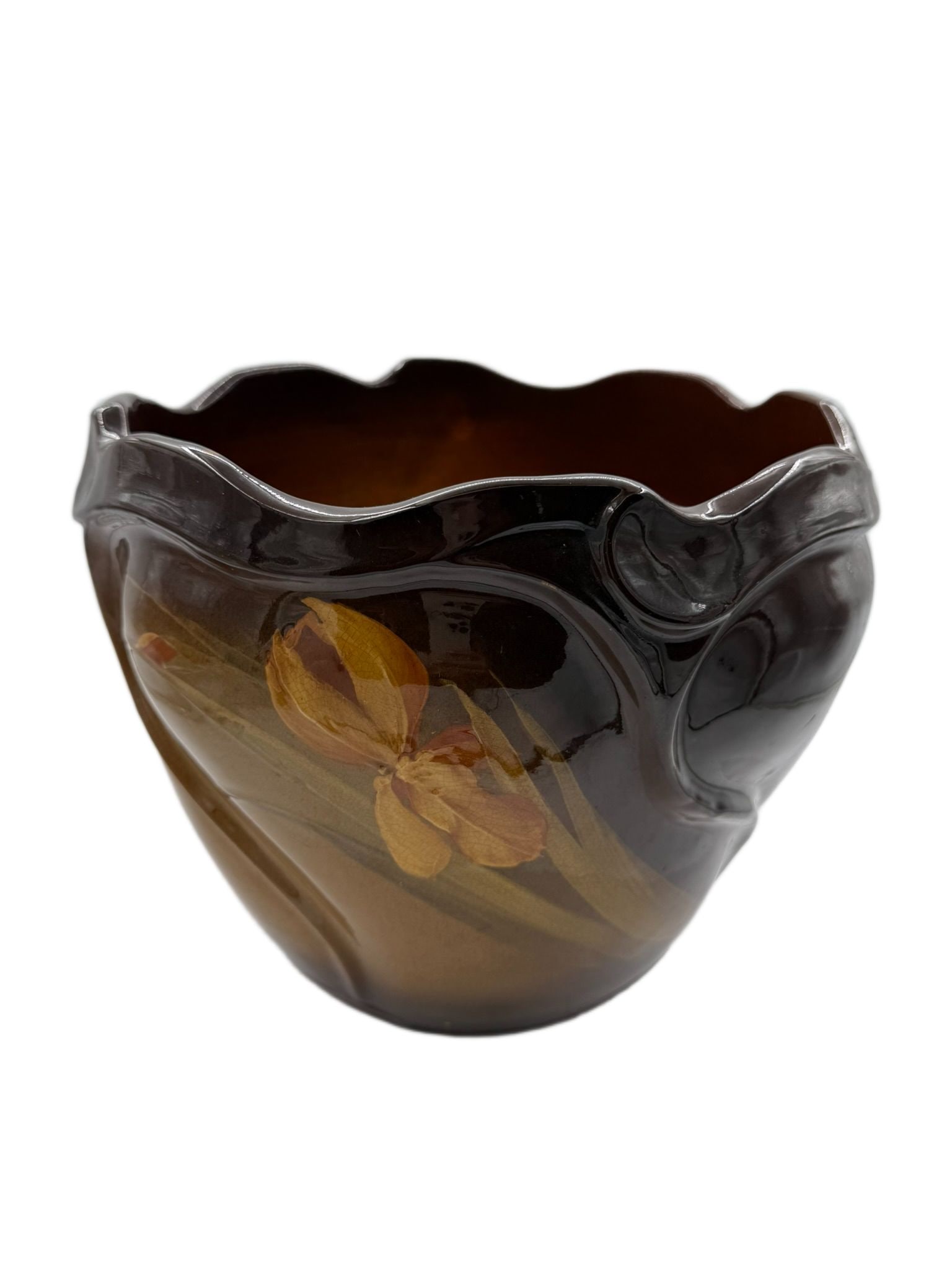 Vintage Brown Iris Pattern Jardiniere (1 of 12)