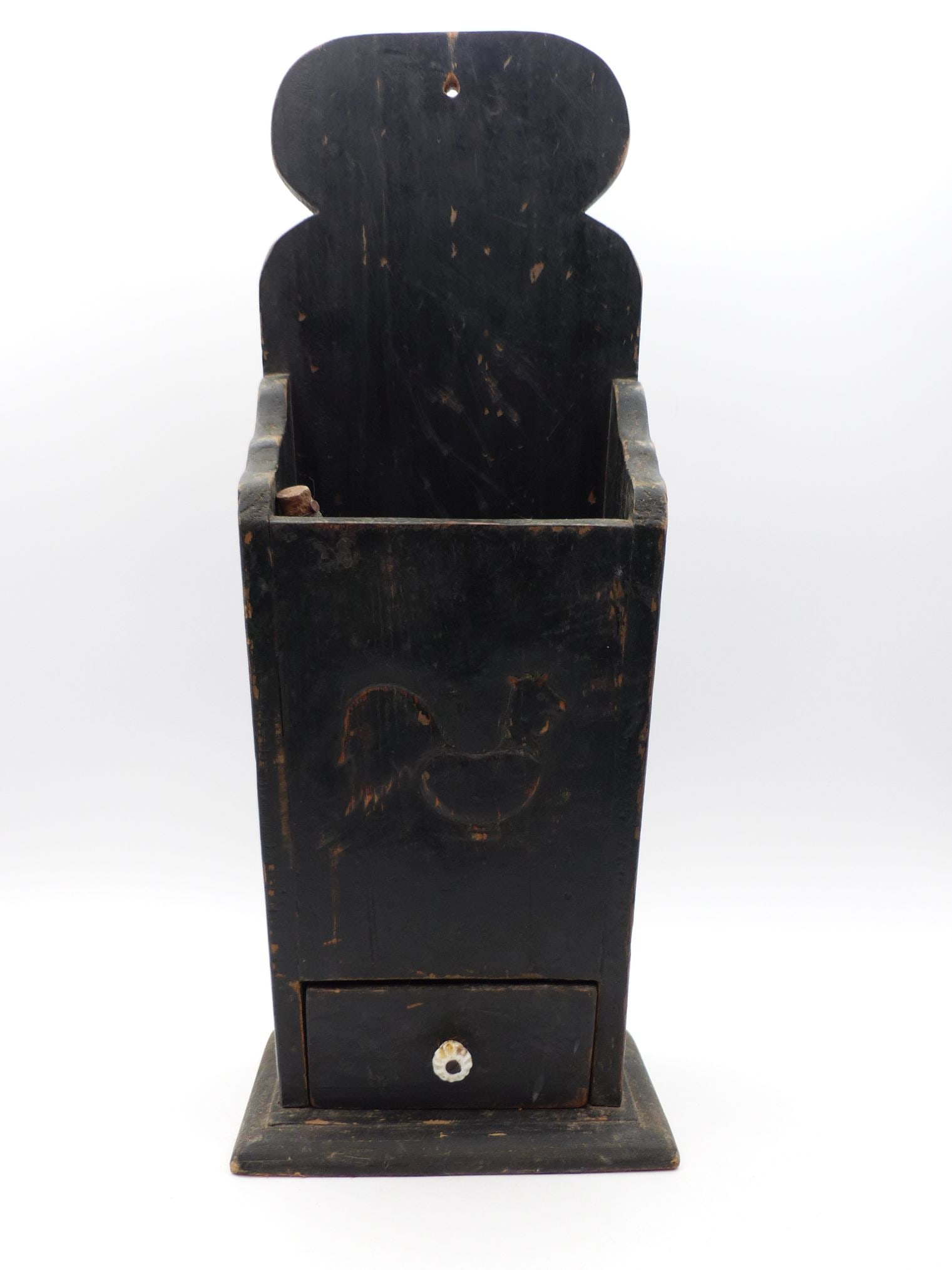 Early Wooden Candle Box with Rooster & Match Drawer (1 of 7)