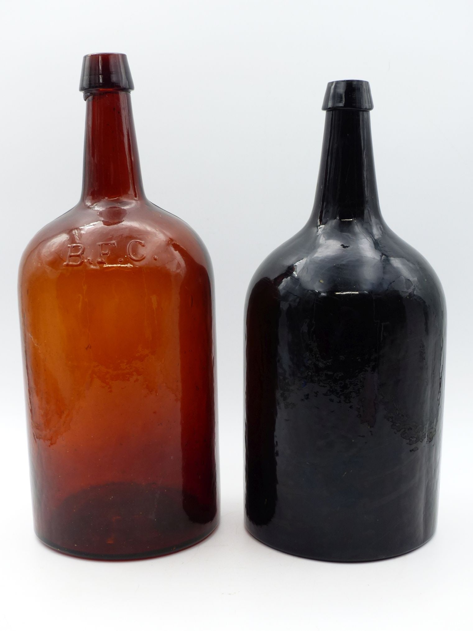 Large Amber Demijohn Pair with Boston Mark (1 of 6)