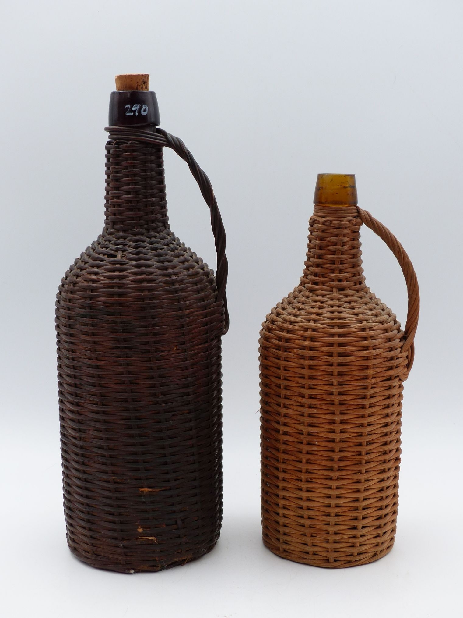 1890 Amber & Green Demijohn in Wicker (1 of 6)