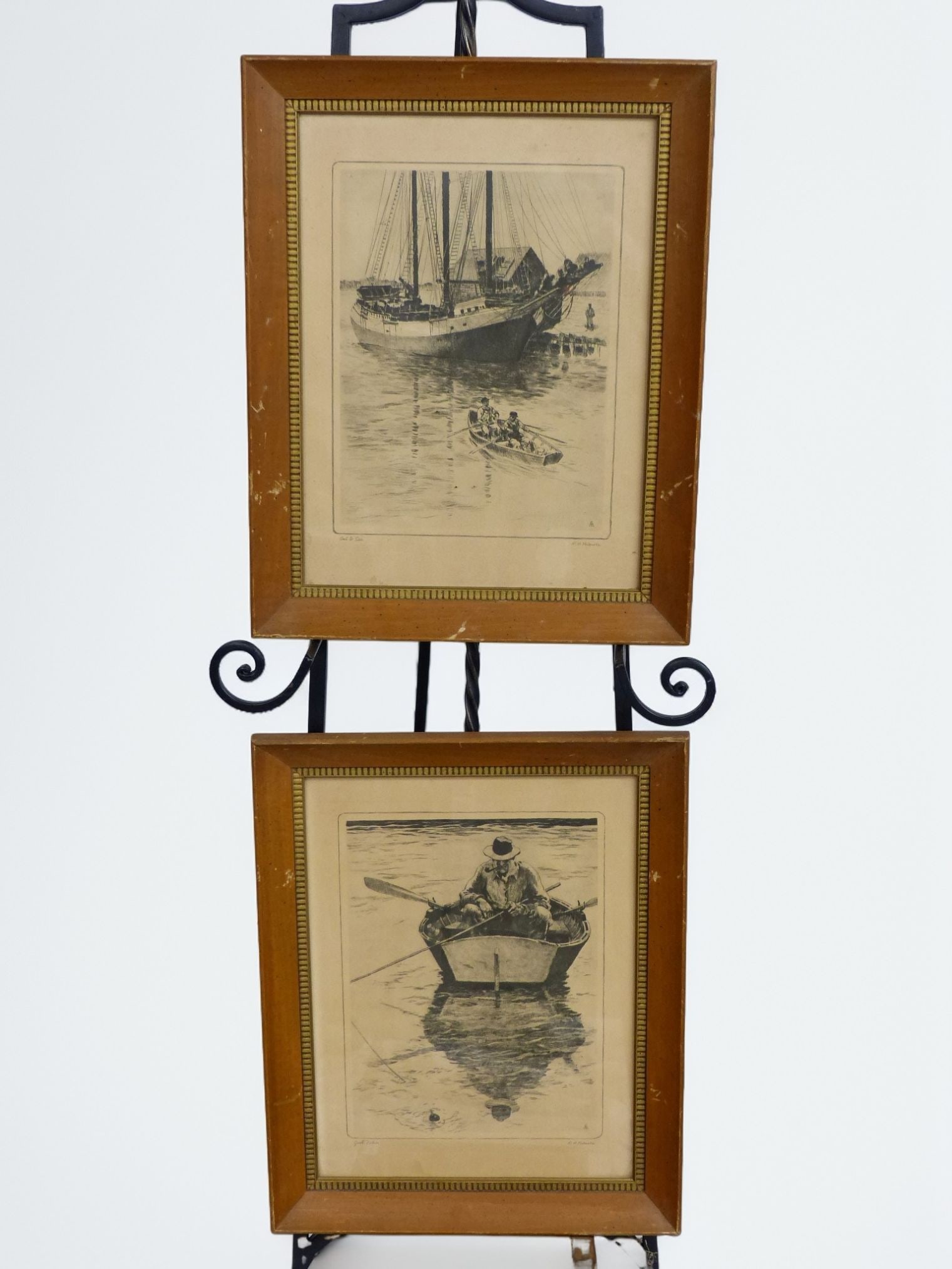 Fishing Scene Etching Pair by R.H. Palenske (1 of 9)