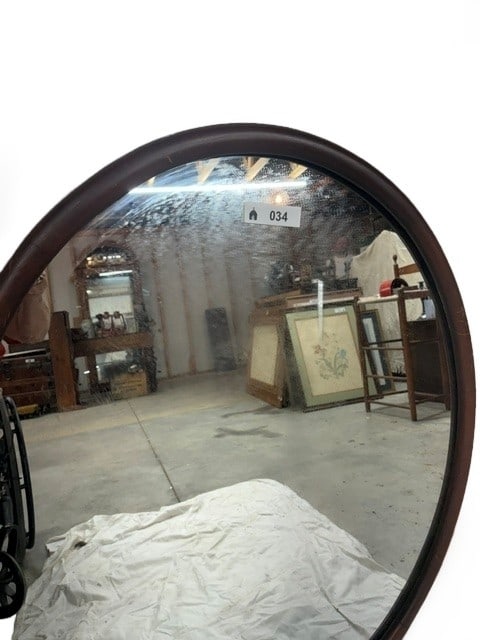 Oval Wood Frame Wall Mirror (1 of 2)