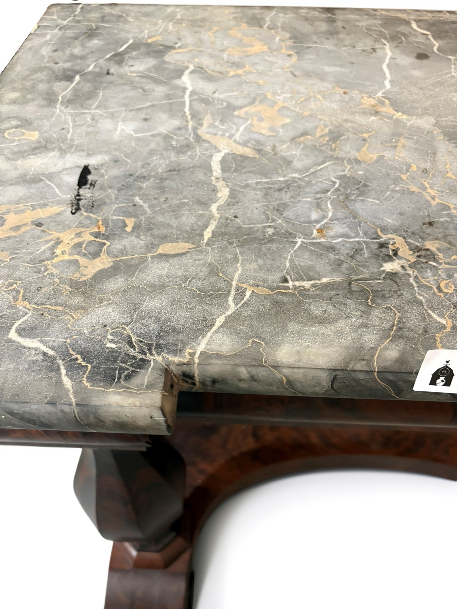 American Classical Mahogany Pier Table with Marble Top (1 of 4)