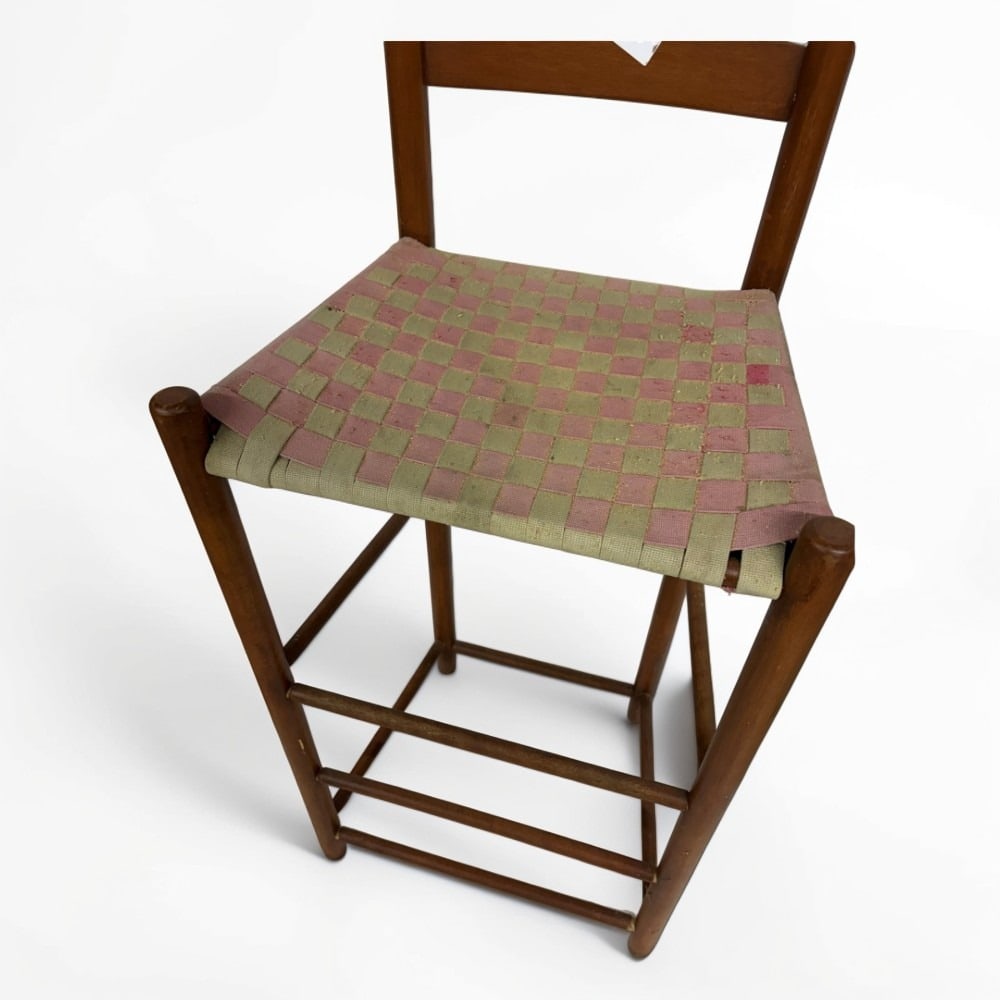 Mid-Century Modern Woven Tape Bar Stool (1 of 1)