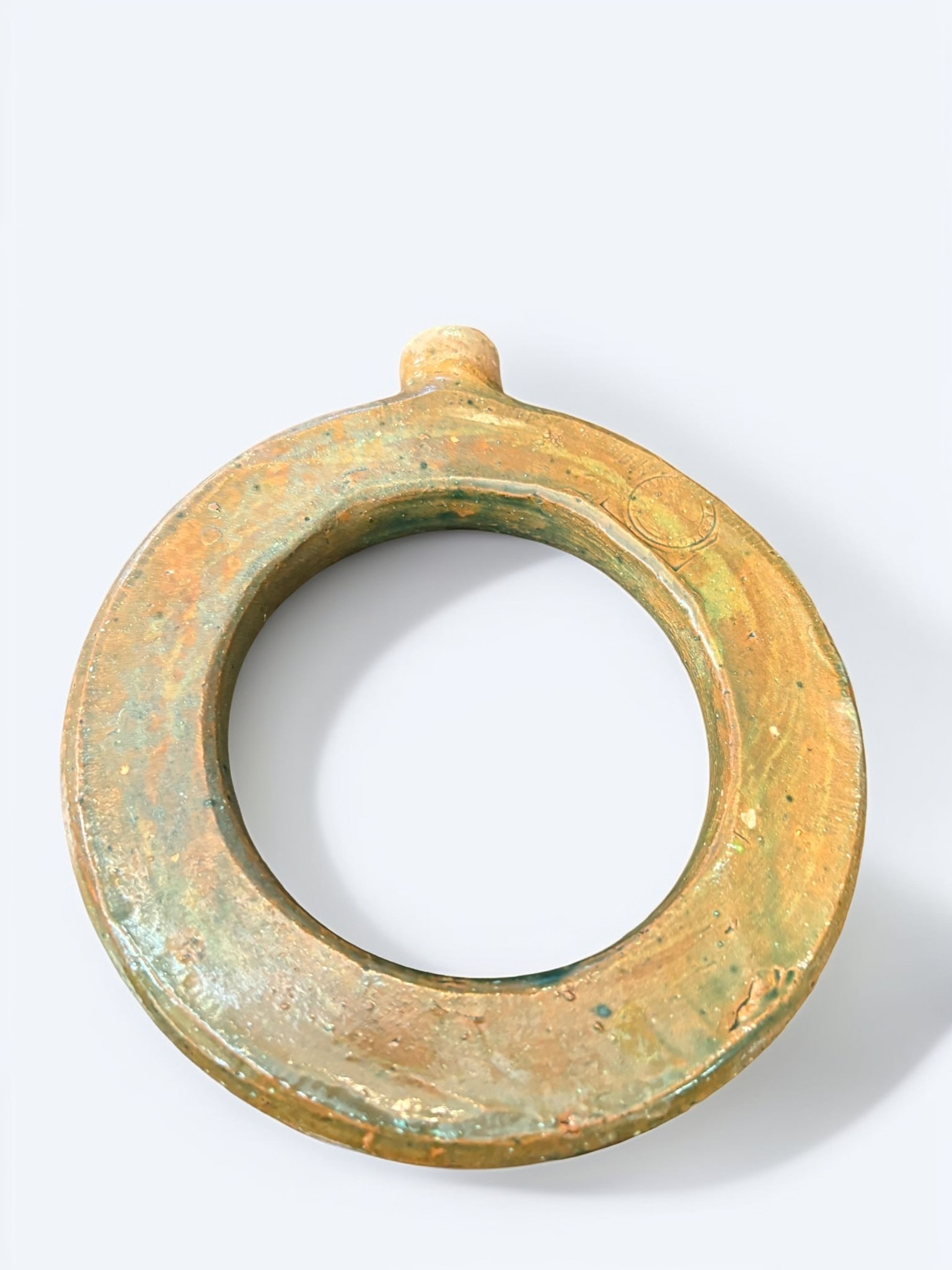 Antique Glazed Ceramic Ring Flask (1 of 2)