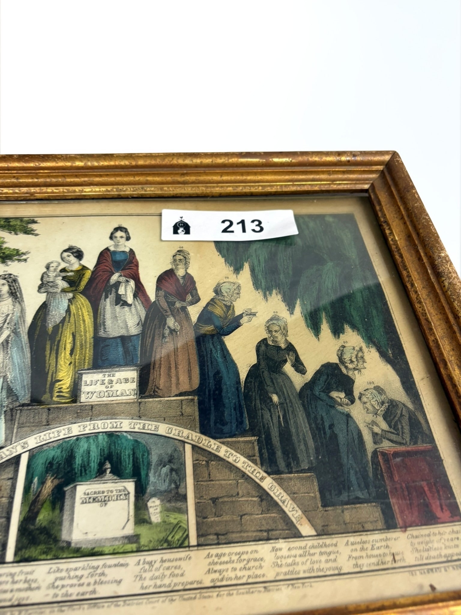 Pair of Currier & Ives Prints: The Life and Age of Man and The Life and Age of Woman: This exquisite pair of hand-colored lithographs from the esteemed publishing house of Currier & Ives illustrates the societal views of life stages in the 19th century. Each print depicts a metaphorica