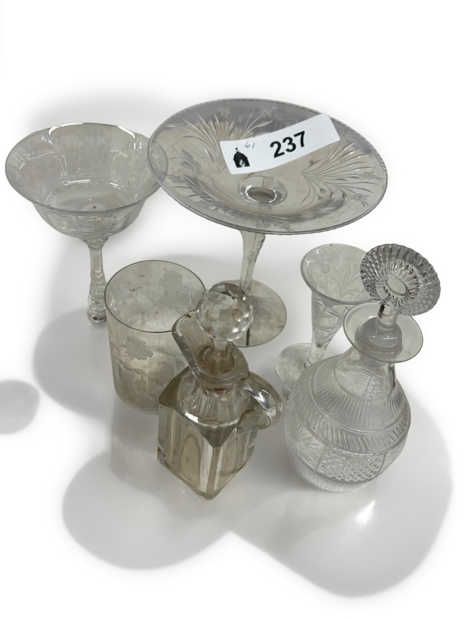 Assorted Vintage Etched and Cut Glass Tableware Collection (1 of 1)