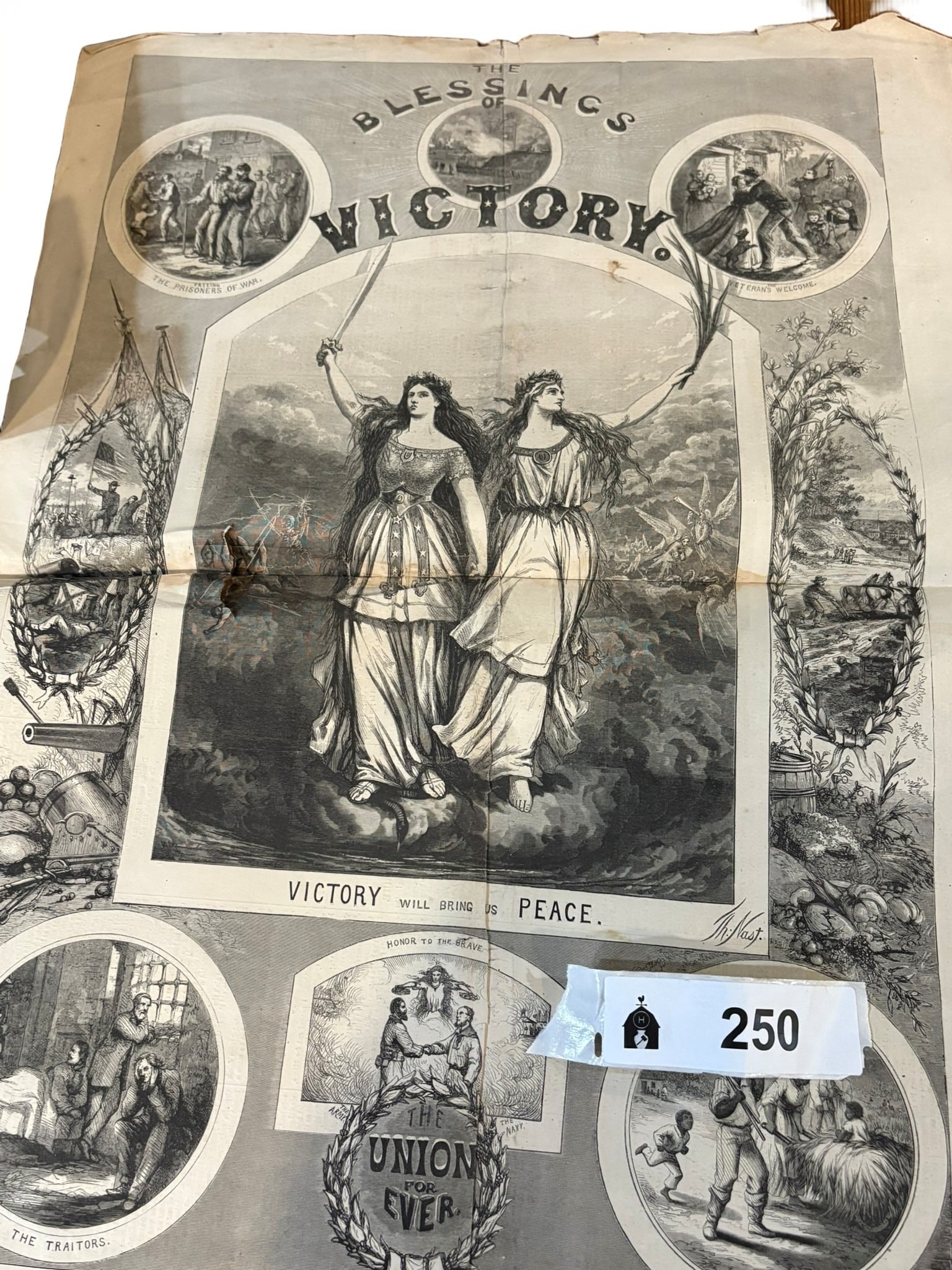 Thomas Nast American Civil War Period Lithograph The Blessings of Victory (1 of 3)