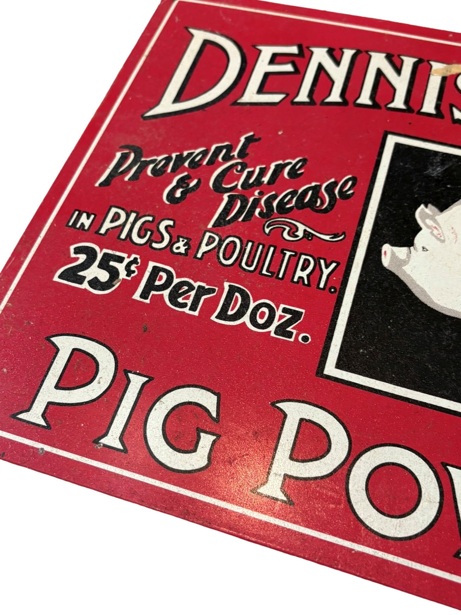Vintage Dennis's Lincolnshire Pig Powders Advertising Sign (1 of 4)