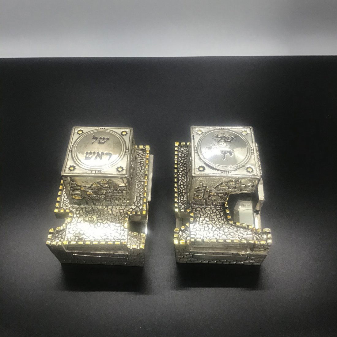 Vintage Sterling Coated Tefilin Boxes Set (1 of 13)