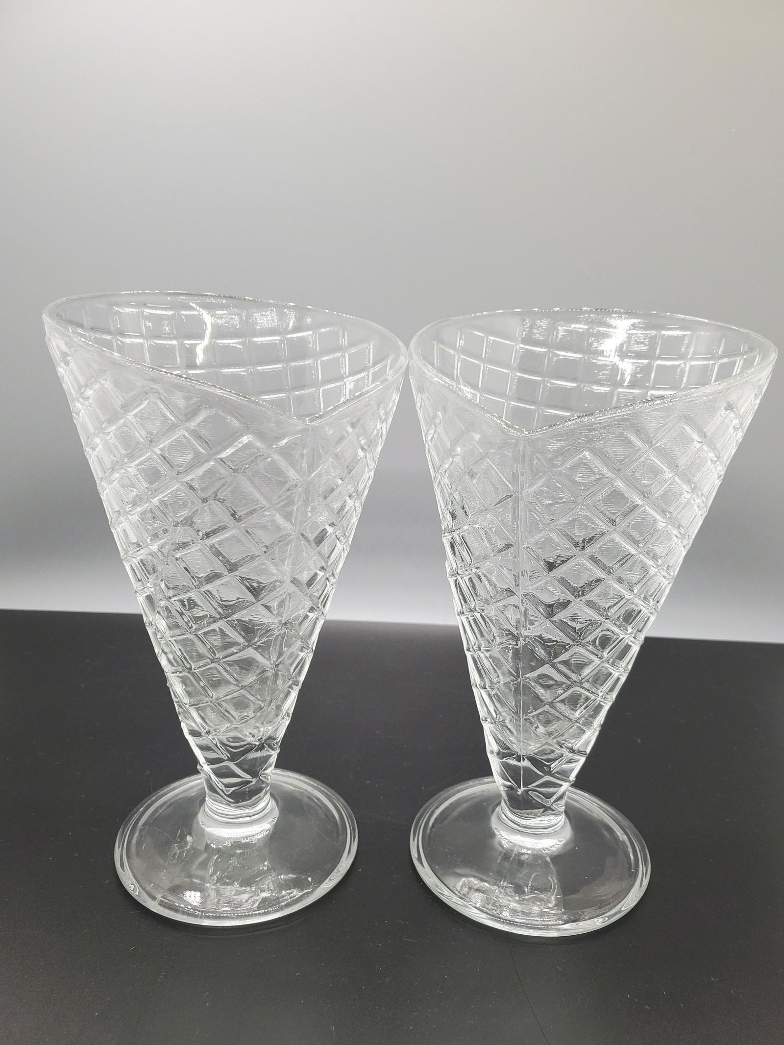 2 Vintage Waffle Cone Glass Parfait Dishes (1 of 2)