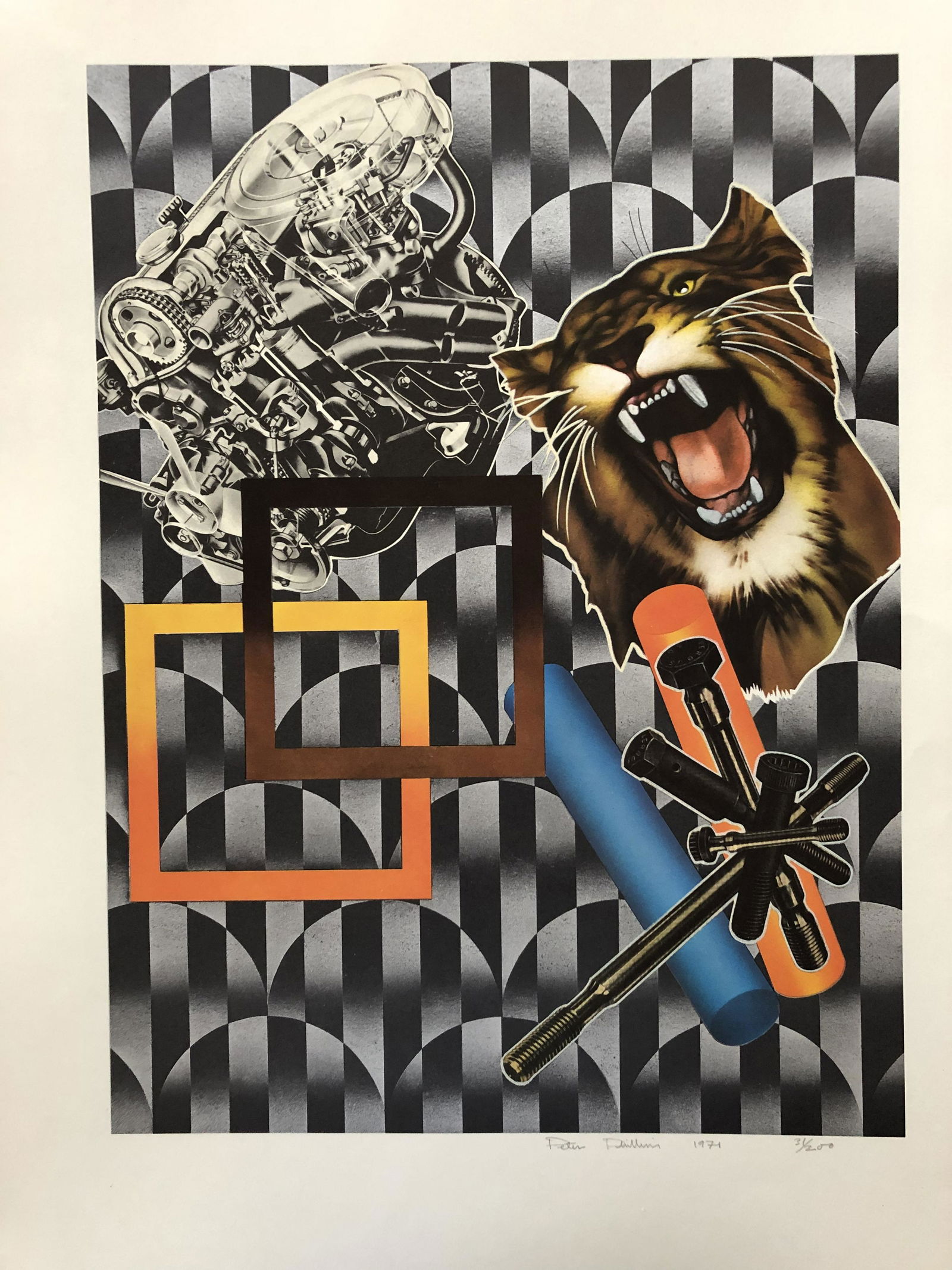 Peter Phillips - Lioness: Peter Phillips - Lioness Sérigraphie originale imprimée en couleurs, 1971 Signée au crayon et numérotée 31 / 200 Extrait de "Graphikmappe des Schweizerischen Kunstvereins" Edi