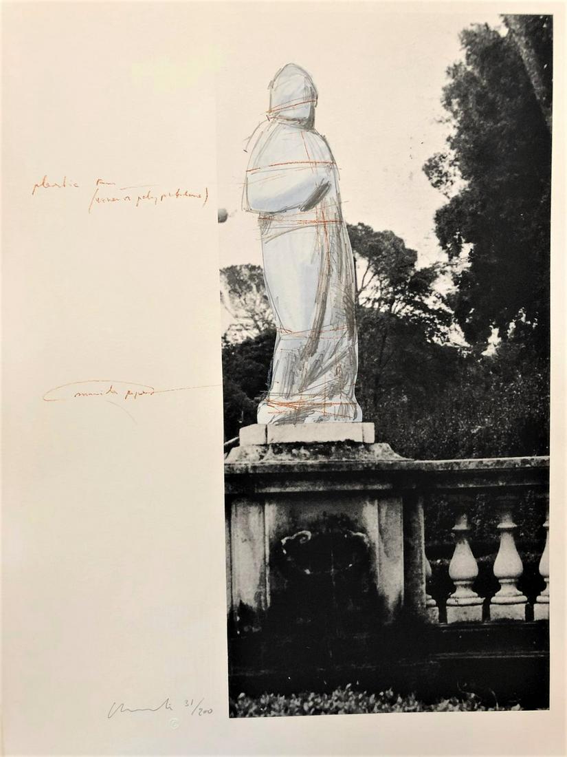 Christo - Wrapped Venus, Projekt fur Villa Borghese,: Christo - Wrapped Venus, Projekt fur Villa Borghese, Rom, 1974_x000D_ _x000D_ Lithographie originale et collage_x000D_ Signée au crayon et numérotée 31 / 200_x000D_ Extrait de "Graphikm
