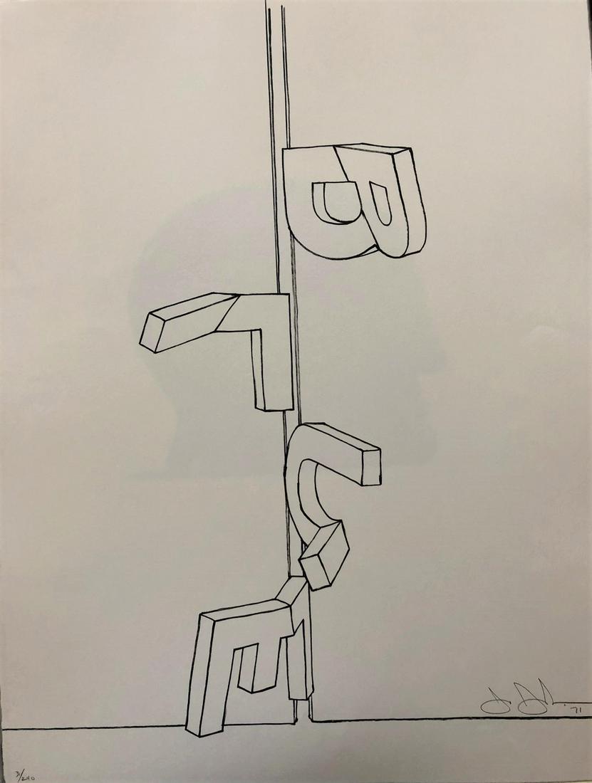 Jasper Johns - Bent "Blue", 1971: Jasper Johns - Bent "Blue", 1971_x000D_ _x000D_ Lithographie originale _x000D_ Signée au crayon et numérotée 31 / 240_x000D_ Extrait de "Graphikmappe des Schweizerischen Kunstvereins"_x