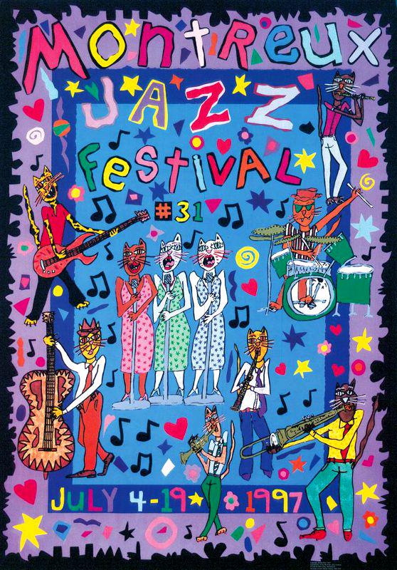 James Rizzi - Montreux Jazz 1997: James Rizzi - Montreux Jazz 1997_x000D_ _x000D_ Sérigraphie sur papier_x000D_ Signée dans la planche_x000D_ Non numérotée_x000D_ Imprimeur Uldry, Berne_x000D_ 100 x 70 cm_x000D_ _x