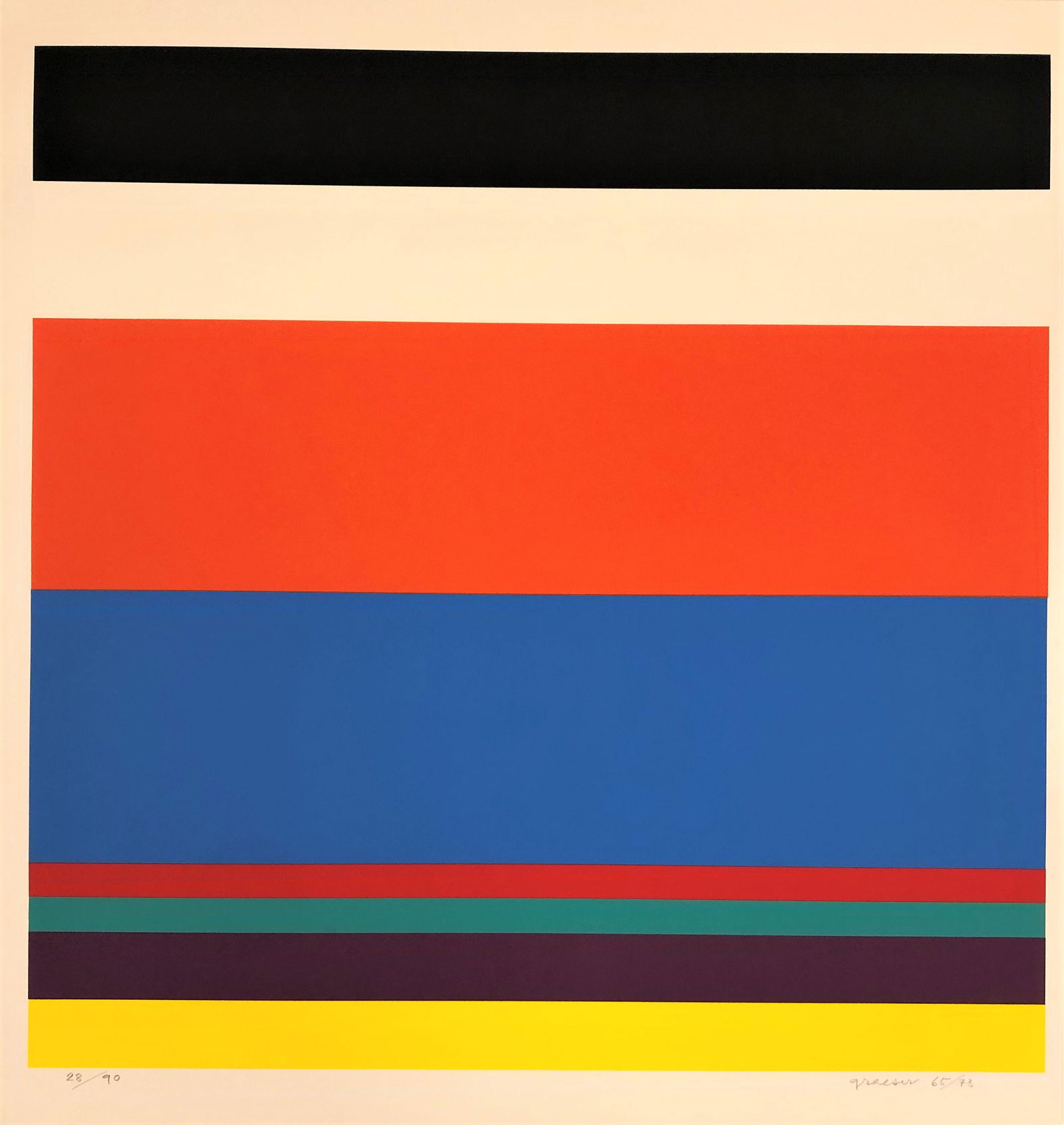 Camille Graeser - Compositions Bandes, 1965-73: Camille Graeser - Compositions Bandes, 1965-73_x000D_ _x000D_ Lithographie originale sur papier_x000D_ Signée au crayon et numérotée 28 / 90_x000D_ Très bon état_x000D_ 50 x 5