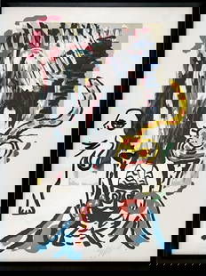 Karel Appel - Tantrika II, 1985: Karel Appel - Tantrika II, 1985Original lithograph on Arches paper, signed in pencil and numbered HC VII/X. Limited edition of 75 + 15AP + X HC. Publisher: F.B., Paris, 1985. Good condition, 76 x 56