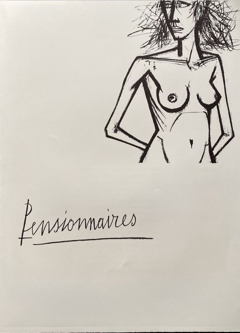 Bernard Buffet - Pensionnaires, 1970: Bernard Buffet - Pensionnaires, 1970Original lithograph on Arches paper, not signed, not numbered. Extracted from the portfolio "Jeux de Dames" numbered 109/250. Ref.: Sorlier, n°201-220. Publisher: