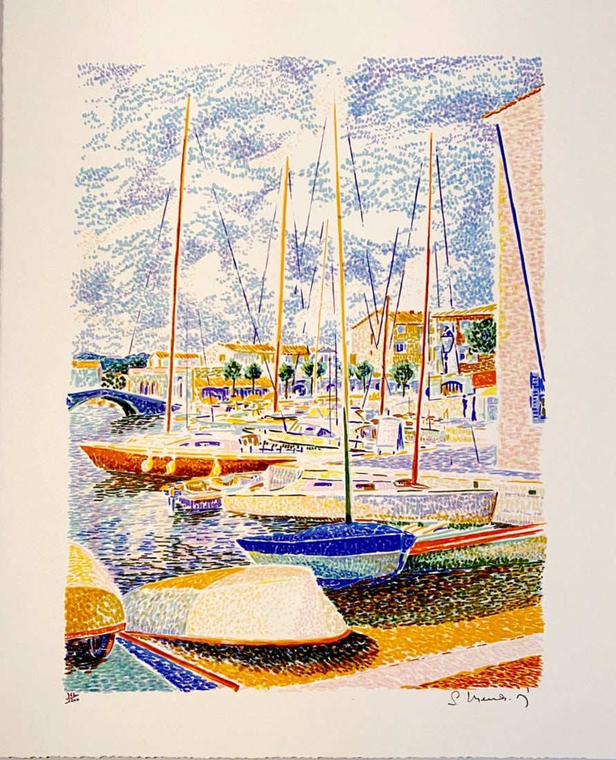Serge Mendjisky - Port Grimaud: Serge Mendjisky - Port Grimaud1969Original lithograph on Rives paper32 × 42 cmEdition 362/1200Hand signed 1969Lithographie originale sur papier Rives32 × 42 centimètresÉdition 362/1200Signé à la