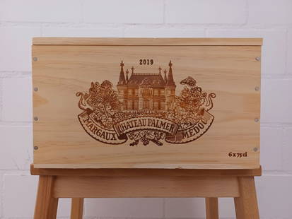 Vin - Chateau Palmer - 2019: Vin - Chateau Palmer - 2019Caisse en bois de 6 Bouteilles 0.75Cl20193e cru classé - Bordeaux - Margaux - RougeTrès bon état Wooden case of 6 bottles 0.75cl20193e cru classé - Bordeaux - Margaux -