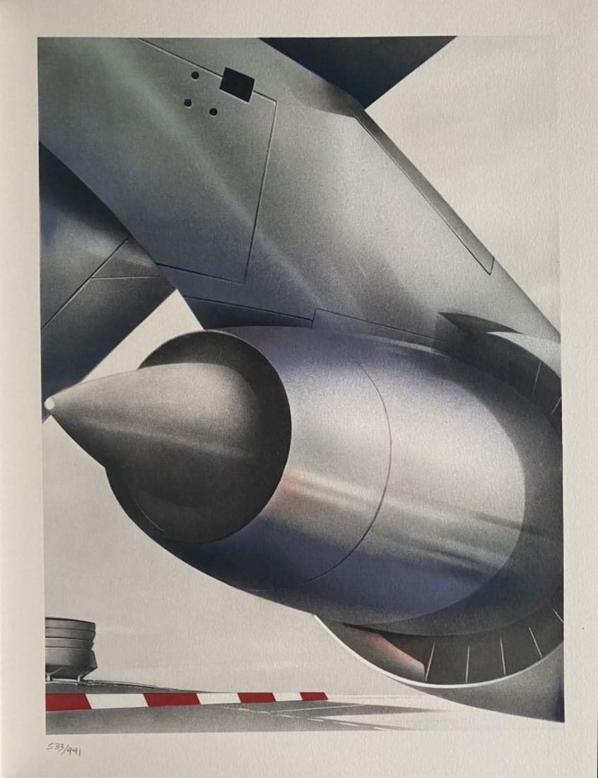 Peter Klasen - Aérodrome, 1978: Peter Klasen - Aérodrome, 1978Color lithograph on Arches paper, not signed, numbered /991. Publisher: Fédération Nationale des Travaux Publics, Paris, 1978. Very good condition, 40 x 31 cm.Lithogra